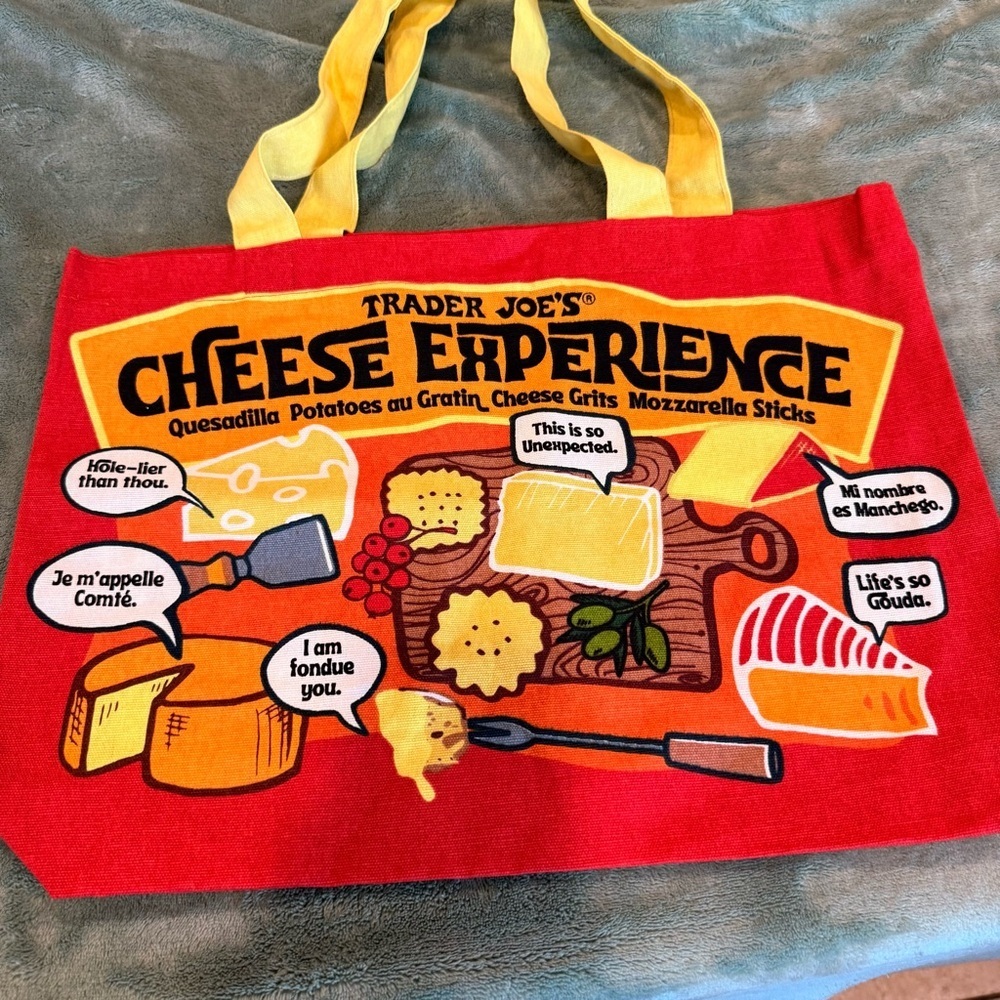 NEW Trader Joe’s Reusable Tote Bag Bundle (2) - Cheese - Picture 3 of 16